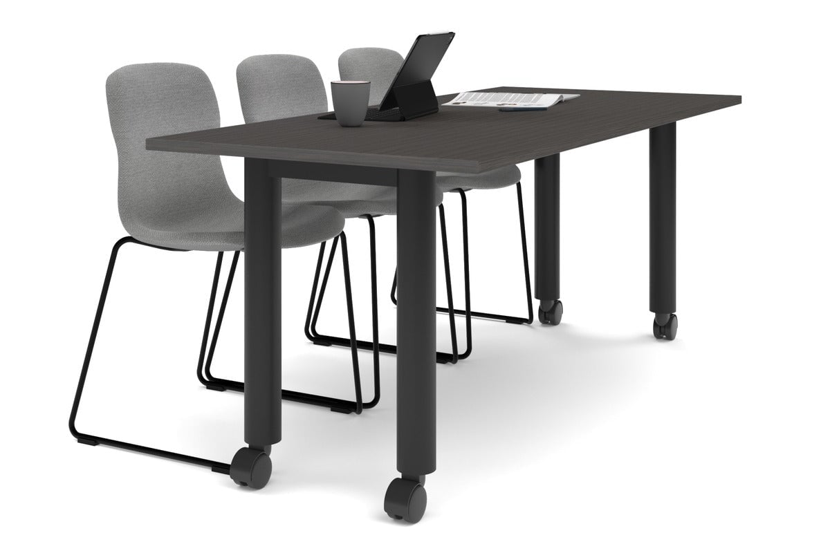 Quadro 80mm Cylinder Leg Mobile Table [1800L x 800W] Jasonl black leg dark oak 