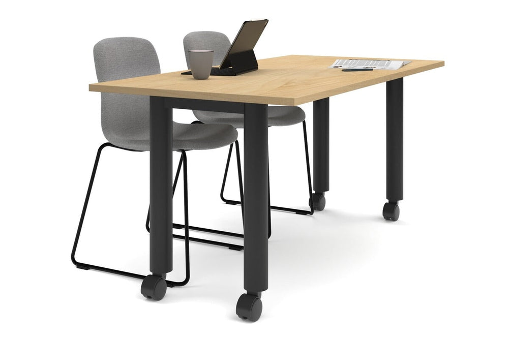 Quadro 80mm Cylinder Leg Mobile Table [1800L x 800W]-black leg maple 