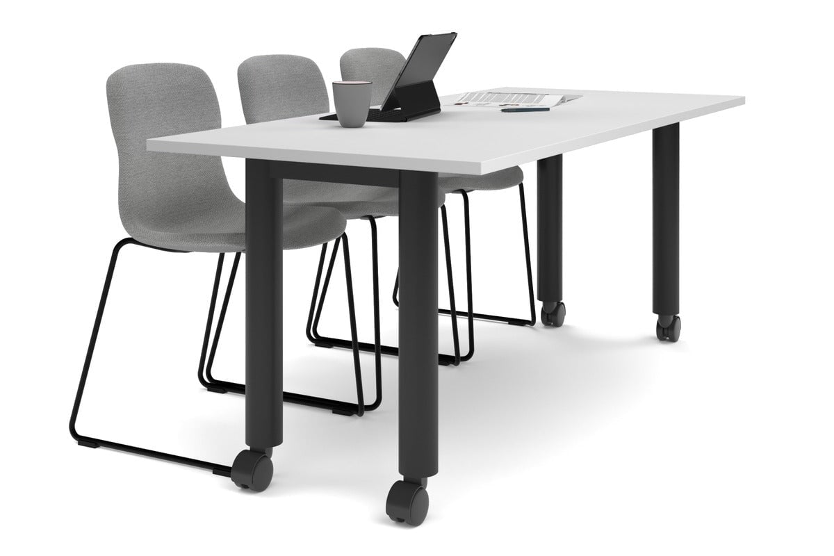 Quadro 80mm Cylinder Leg Mobile Table [1800L x 800W] Jasonl black leg white 