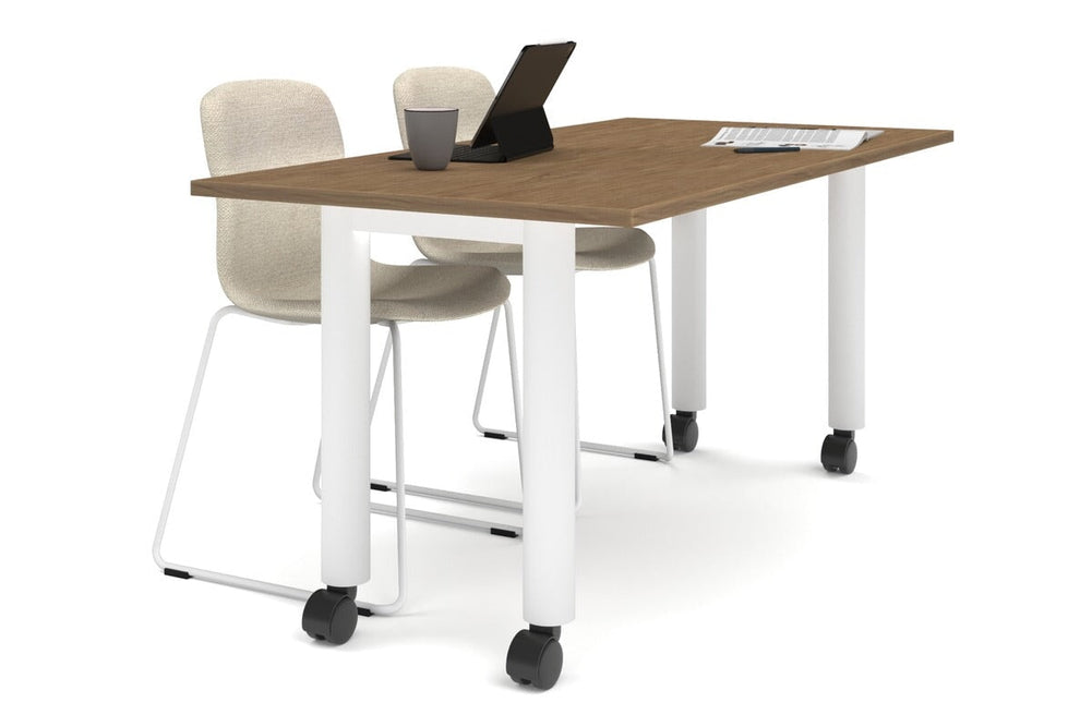 Quadro 80mm Cylinder Leg Mobile Table [1800L x 800W]-white leg salvage oak 