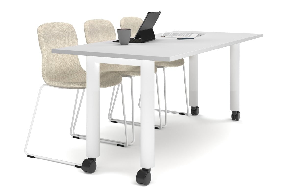 Quadro 80mm Cylinder Leg Mobile Table [1800L x 800W] Jasonl white leg white 