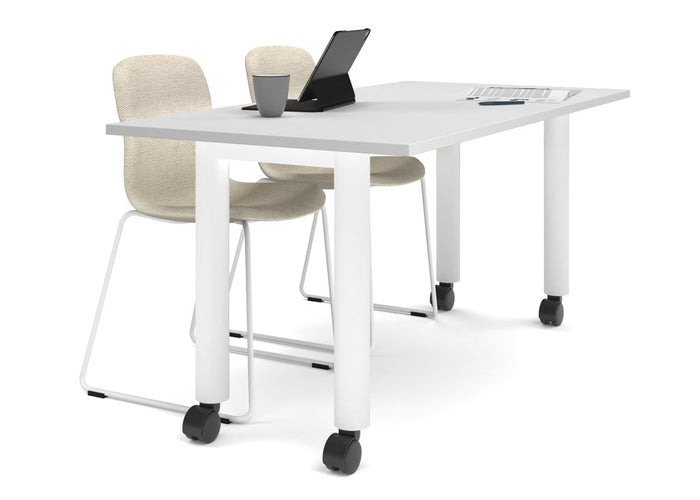 Quadro 80mm Cylinder Leg Mobile Table [1800L x 800W] Jasonl white leg white 
