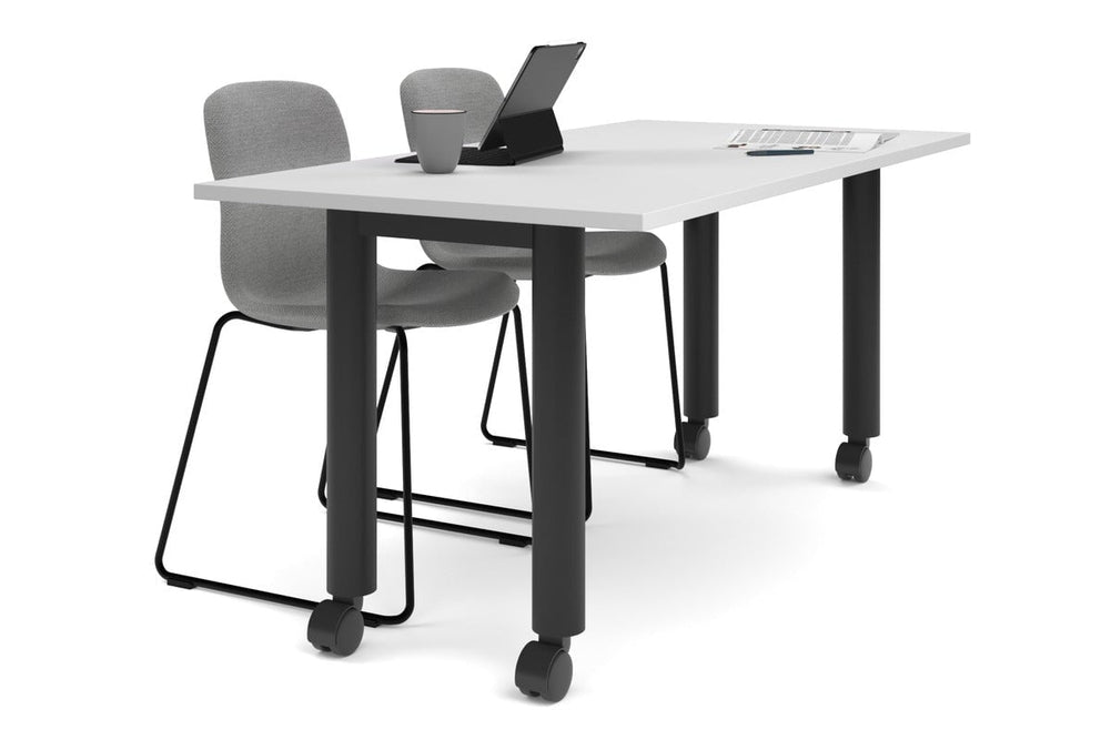 Quadro 80mm Cylinder Leg Mobile Table [1800L x 800W]-black leg white 