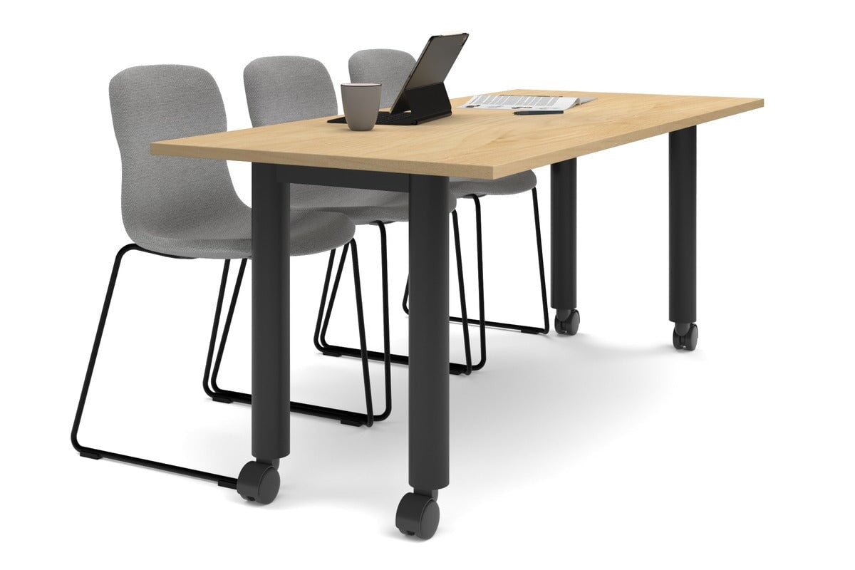 Quadro 80mm Cylinder Leg Mobile Table [1800L x 800W] Jasonl black leg maple 