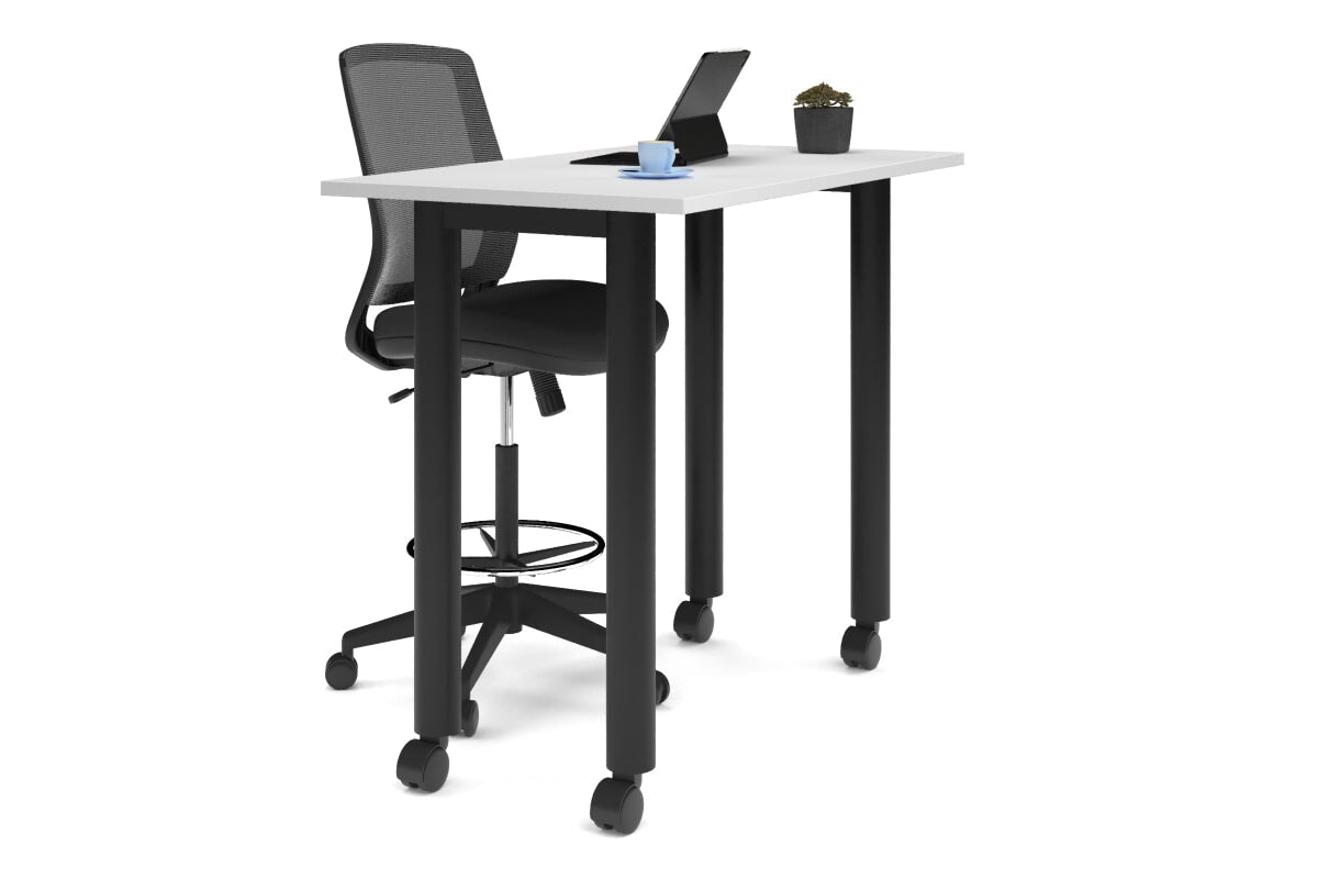 Quadro Cylinder Legs Mobile Counter Table [1200L x 700W]-black leg white 