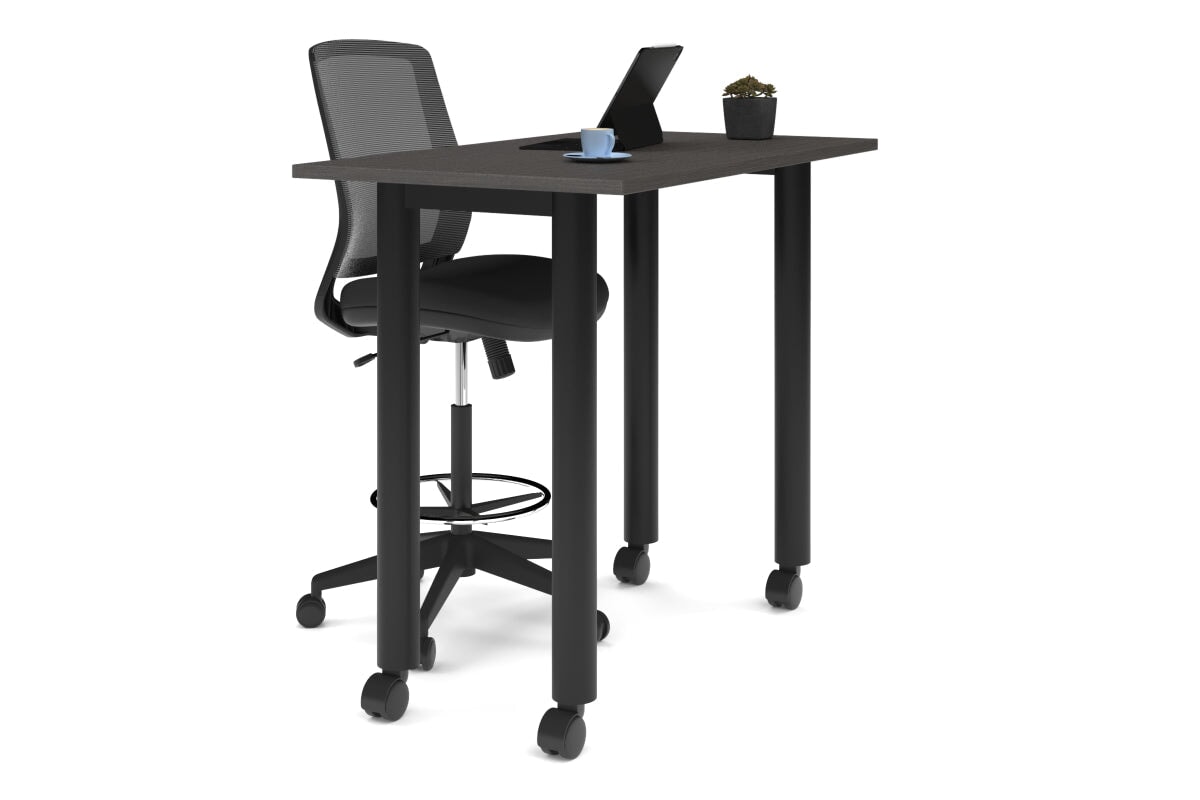 Quadro Cylinder Legs Mobile Counter Table [1200L x 700W]-black leg dark oak 