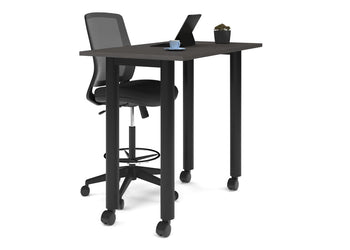 Quadro 80mm Cylinder Legs Counter Table [1400L x 700W] Jasonl black leg dark oak wheels