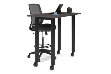 Quadro 80mm Cylinder Legs Counter Table [1400L x 700W] Jasonl black leg dark oak wheels