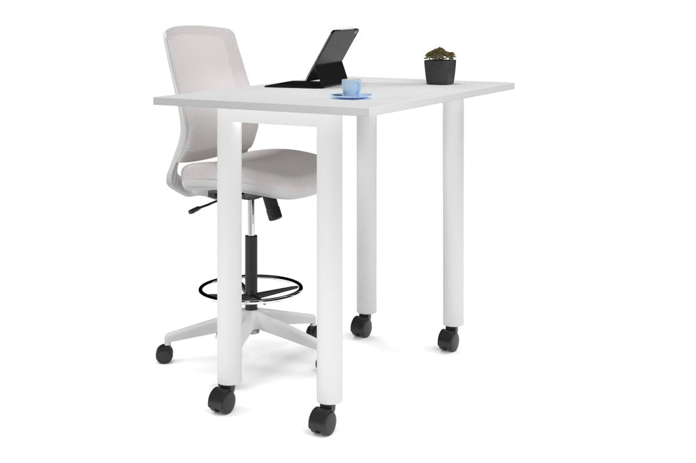 Quadro Cylinder Legs Mobile Counter Table [1400L x 800W]-white leg white 