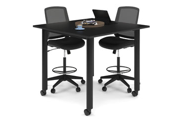 Quadro 80mm Cylinder Legs Large Counter Table [1200L x 1200W] Jasonl black leg black wheels
