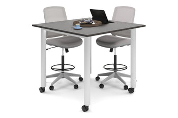  - Quadro Cylinder Legs Mobile Large Counter Table [1200L x 1200W] - 1