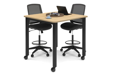 Quadro 80mm Cylinder Legs Large Counter Table - Rounded Corners [1100L x 1100W with Rounded Corners] Jasonl black leg maple wheels