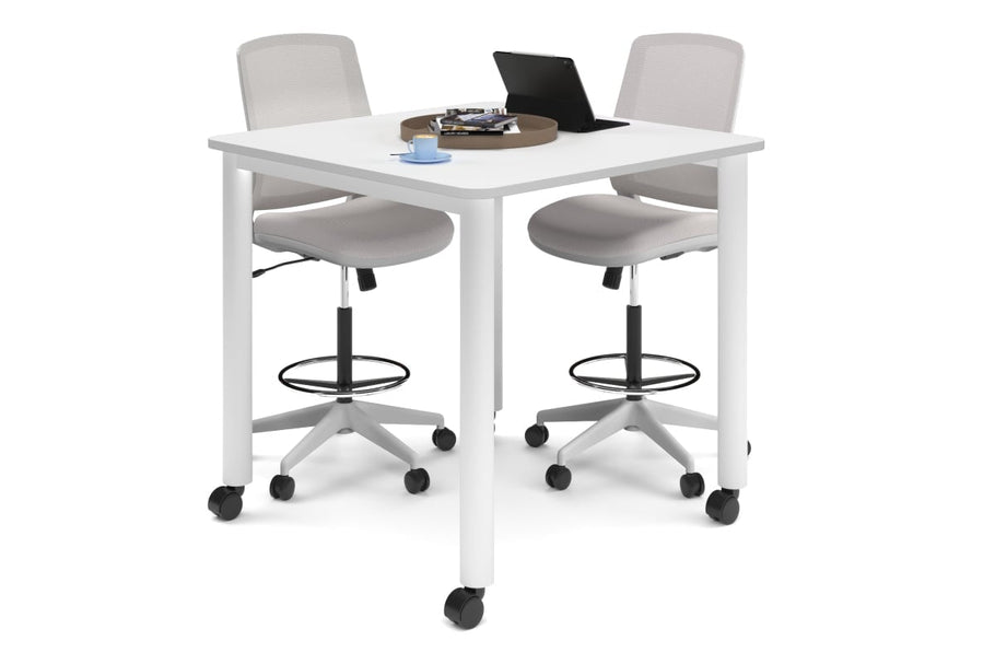 Environmental image of Quadro Cylinder Legs Mobile Large Counter Table - Rounded Corners [1100L x 1100W with Rounded Corners]