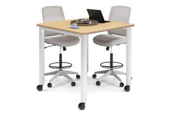  - Quadro Cylinder Legs Mobile Large Counter Table - Rounded Corners [1100L x 1100W with Rounded Corners] - 1