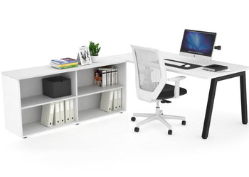 Quadro A Executive Setting - Black Frame [1600L x 700W] Jasonl white none open bookcase