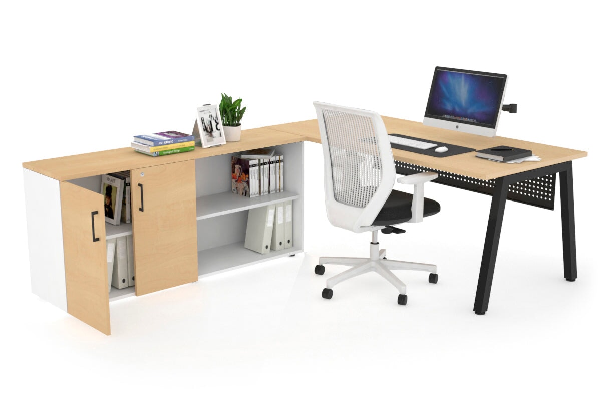 Quadro A Executive Setting - Black Frame [1800L x 700W] Jasonl maple black modesty 2 door open storage cabinet