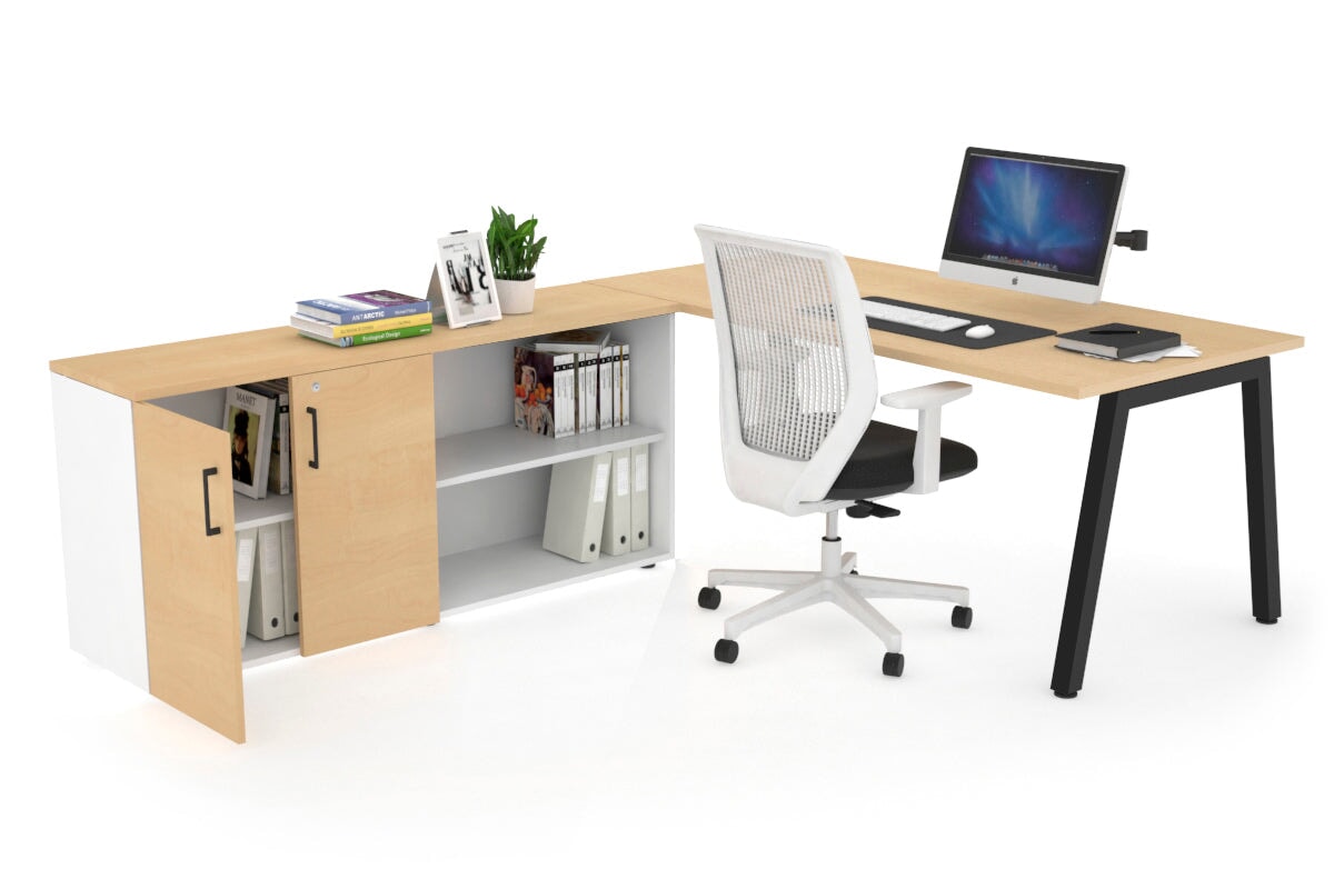 Quadro A Executive Setting - Black Frame [1800L x 700W] Jasonl maple none 2 door open storage cabinet