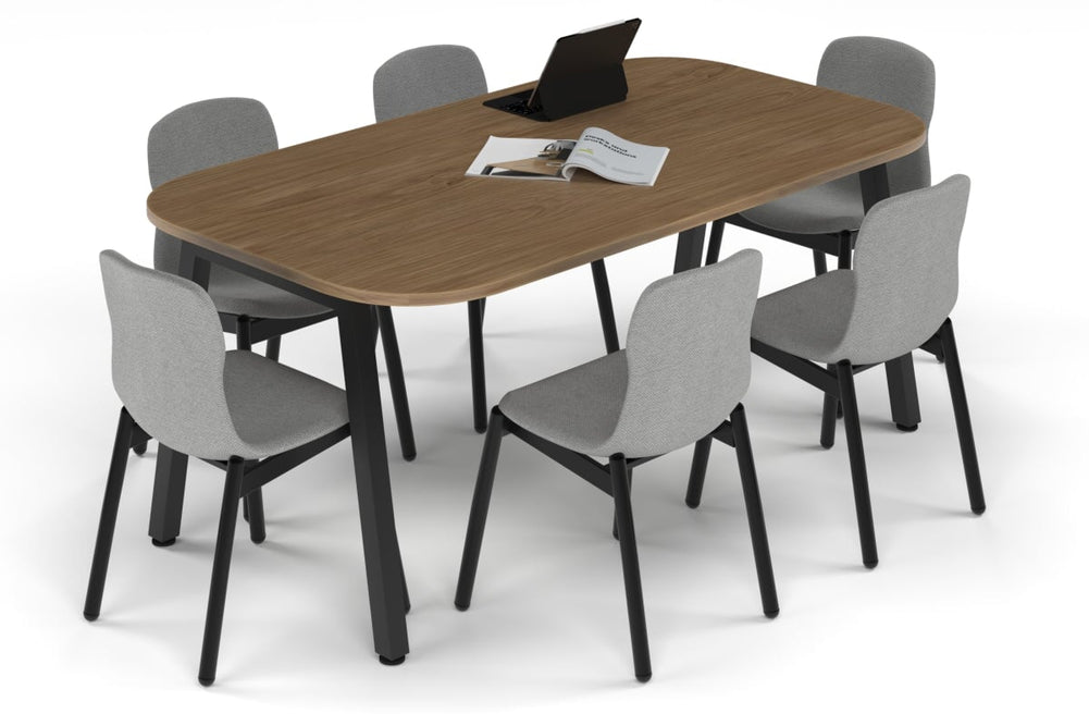 Quadro A Leg Modern Boardroom Table - Large Rounded Corners [1800L x 1000W with Large Rounded Corners]-black leg salvage oak 