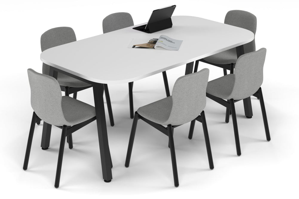 Quadro A Leg Modern Boardroom Table - Large Rounded Corners [1800L x 1000W with Large Rounded Corners]-black leg white 