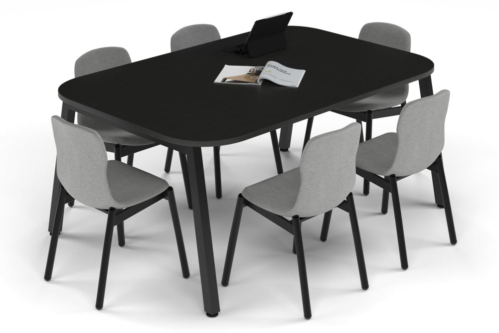 Quadro A Leg Modern Boardroom Table - Large Rounded Corners [1800L x 1200W with Large Rounded Corners]-black leg black wood grain 