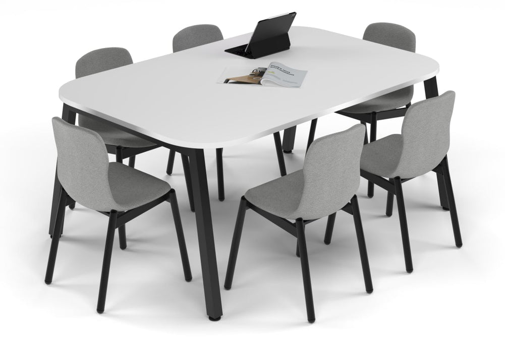 Quadro A Leg Modern Boardroom Table - Large Rounded Corners [1800L x 1200W with Large Rounded Corners]-black leg white 