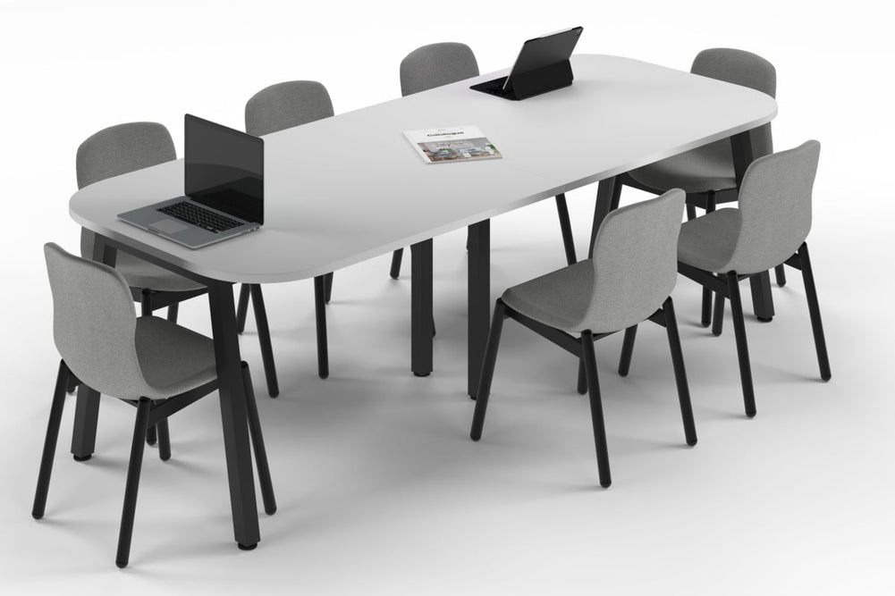 Quadro A Leg Modern Boardroom Table - Large Rounded Corners [2400L x 1000W with Large Rounded Corners]-black leg white 