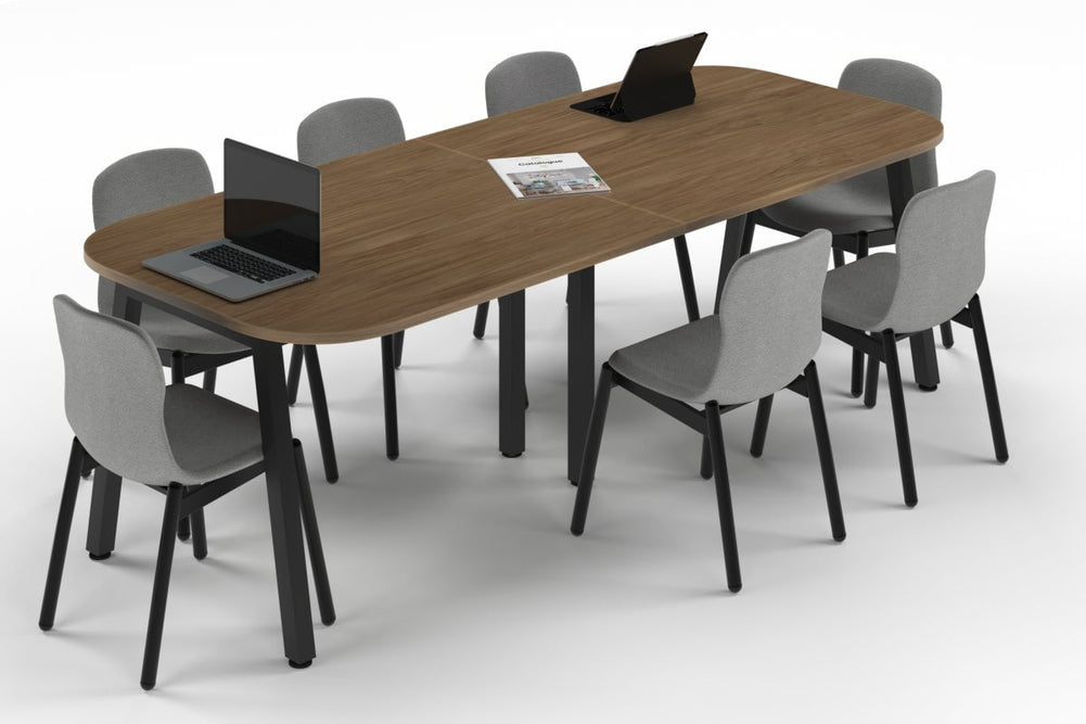 Quadro A Leg Modern Boardroom Table - Large Rounded Corners [2400L x 1000W with Large Rounded Corners]-black leg salvage oak 