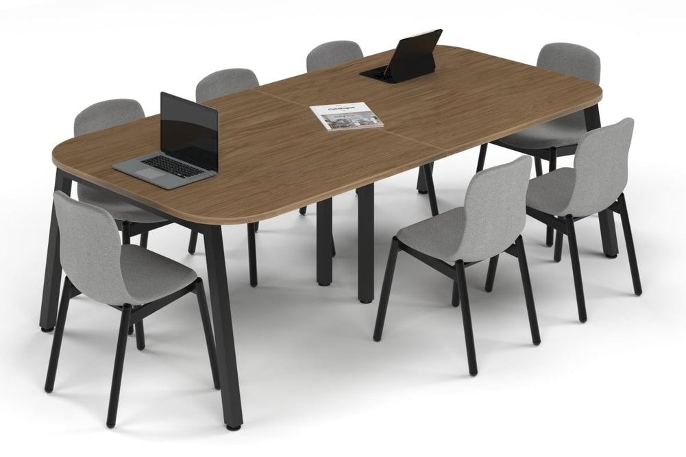 Quadro A Leg Modern Boardroom Table - Large Rounded Corners [2400L x 1200W with Large Rounded Corners]-black leg salvage oak 