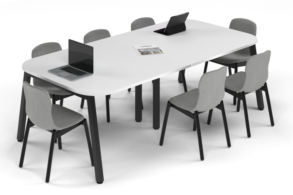 Quadro A Leg Modern Boardroom Table - Large Rounded Corners [2400L x 1200W with Large Rounded Corners]-black leg white 