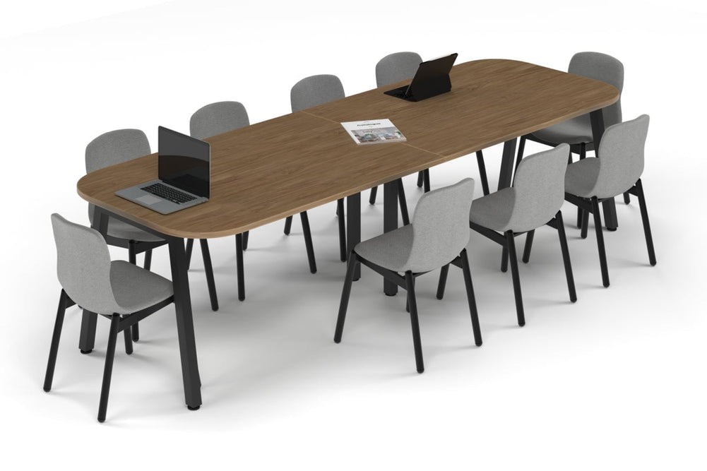 Quadro A Leg Modern Boardroom Table - Large Rounded Corners [3000L x 1000W with Large Rounded Corners]-black leg salvage oak 