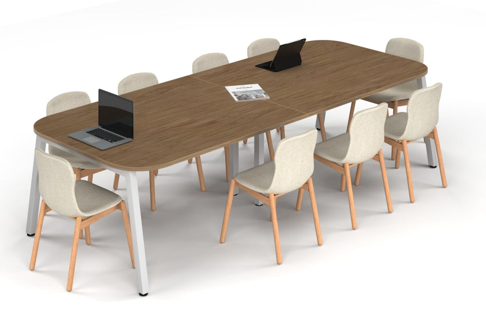 Quadro A Leg Modern Boardroom Table - Large Rounded Corners [3000L x 1200W with Large Rounded Corners]-white leg salvage oak 