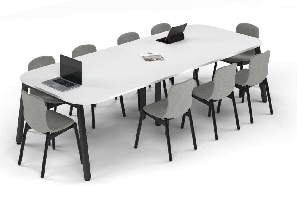 Quadro A Leg Modern Boardroom Table - Large Rounded Corners [3000L x 1200W with Large Rounded Corners]-black leg white 