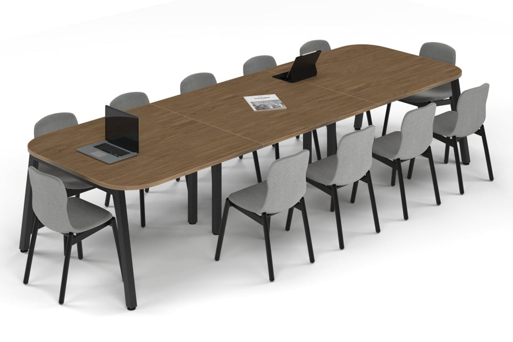 Quadro A Leg Modern Boardroom Table - Large Rounded Corners [3600L x 1200W with Large Rounded Corners]-black leg salvage oak 