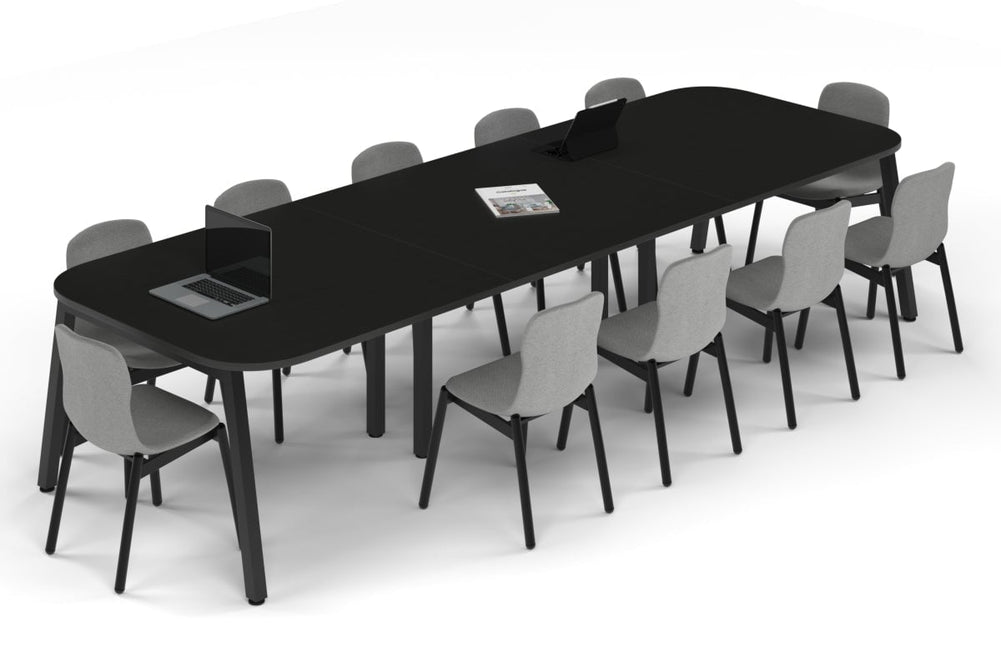 Quadro A Leg Modern Boardroom Table - Large Rounded Corners [3600L x 1200W with Large Rounded Corners]-black leg black wood grain 