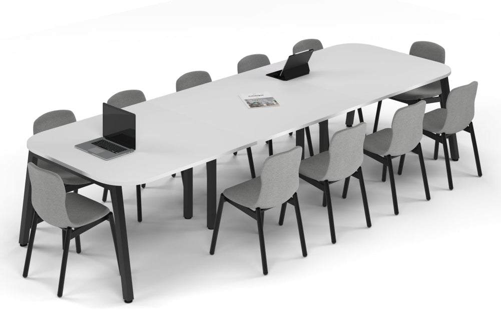 Quadro A Leg Modern Boardroom Table - Large Rounded Corners [3600L x 1200W with Large Rounded Corners]-black leg white 