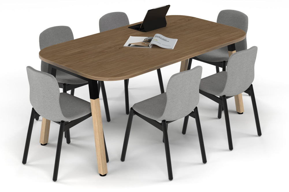 Quadro A Leg Modern Boardroom Table Wood Legs - Large Rounded Corners [1800L x 1000W with Large Rounded Corners]-black leg salvage oak 