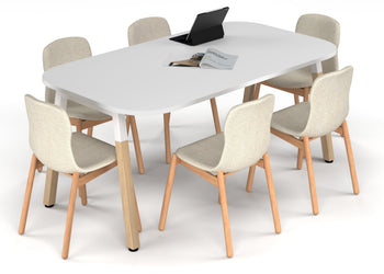 Quadro A Leg Modern Boardroom Table Wood Legs - Large Rounded Corners [1800L x 1000W with Large Rounded Corners] Jasonl white leg white 