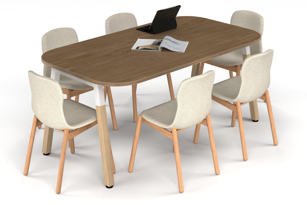 Quadro A Leg Modern Boardroom Table Wood Legs - Large Rounded Corners [1800L x 1000W with Large Rounded Corners]-white leg salvage oak 