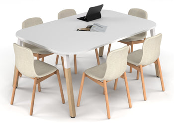 Quadro A Leg Modern Boardroom Table Wood Legs - Large Rounded Corners [1800L x 1200W with Large Rounded Corners] Jasonl white leg white 