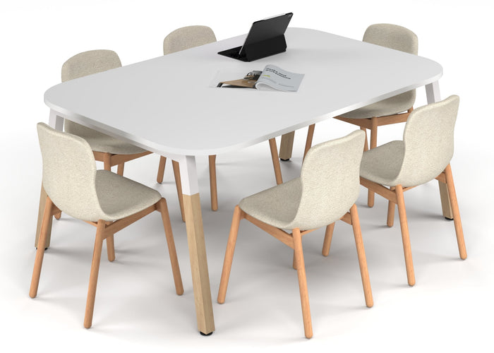 Quadro A Leg Modern Boardroom Table Wood Legs - Large Rounded Corners [1800L x 1200W with Large Rounded Corners] Jasonl white leg white 