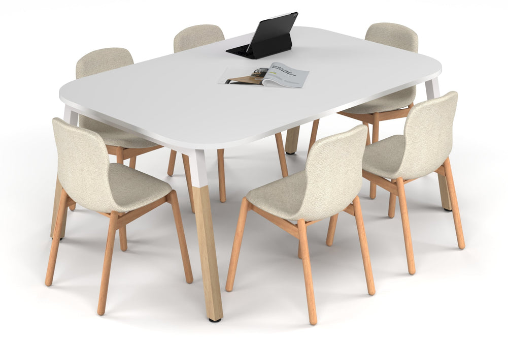 Quadro A Leg Modern Boardroom Table Wood Legs - Large Rounded Corners [1800L x 1200W with Large Rounded Corners]-white leg white 
