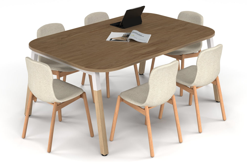 Quadro A Leg Modern Boardroom Table Wood Legs - Large Rounded Corners [1800L x 1200W with Large Rounded Corners]-white leg salvage oak 