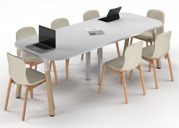 Quadro A Leg Modern Boardroom Table Wood Legs - Large Rounded Corners [2400L x 1000W with Large Rounded Corners] Jasonl white leg white 
