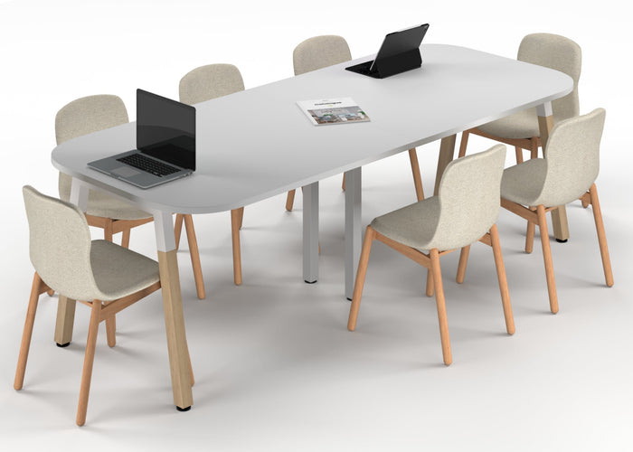 Quadro A Leg Modern Boardroom Table Wood Legs - Large Rounded Corners [2400L x 1000W with Large Rounded Corners] Jasonl white leg white 