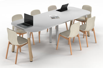  - Quadro A Leg Modern Boardroom Table Wood Legs - Large Rounded Corners [2400L x 1000W with Large Rounded Corners] - 1