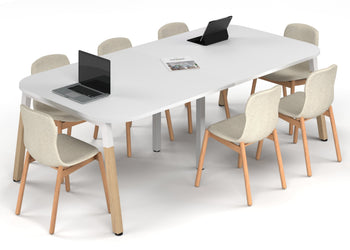Quadro A Leg Modern Boardroom Table Wood Legs - Large Rounded Corners [2400L x 1200W with Large Rounded Corners] Jasonl white leg white 