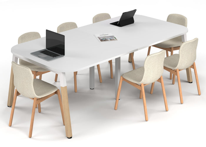 Quadro A Leg Modern Boardroom Table Wood Legs - Large Rounded Corners [2400L x 1200W with Large Rounded Corners] Jasonl white leg white 