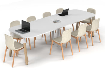 Quadro A Leg Modern Boardroom Table Wood Legs - Large Rounded Corners [3000L x 1000W with Large Rounded Corners] Jasonl white leg white 