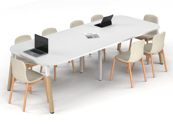 Quadro A Leg Modern Boardroom Table Wood Legs - Large Rounded Corners [3000L x 1200W with Large Rounded Corners] Jasonl white leg white 