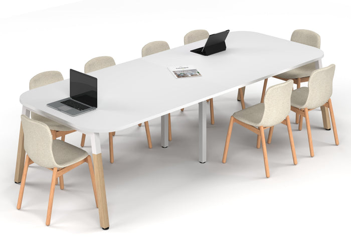 Quadro A Leg Modern Boardroom Table Wood Legs - Large Rounded Corners [3000L x 1200W with Large Rounded Corners] Jasonl white leg white 